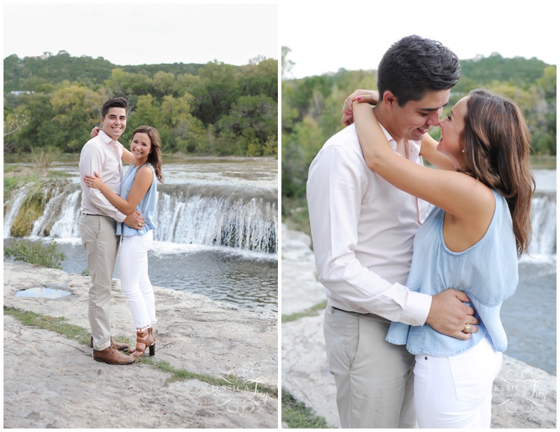 Where to take engagement photos with a waterfall in Austin Texas