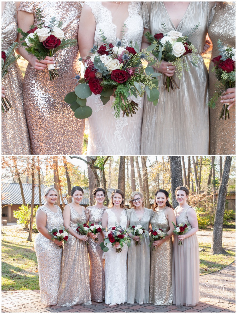 Christmas Wedding bridesmaids Bouquets in red and green