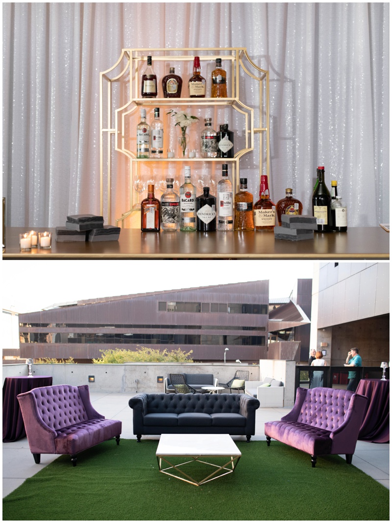 Wedding Cocktail Hour with outdoor seating at Austin City Limits event venue