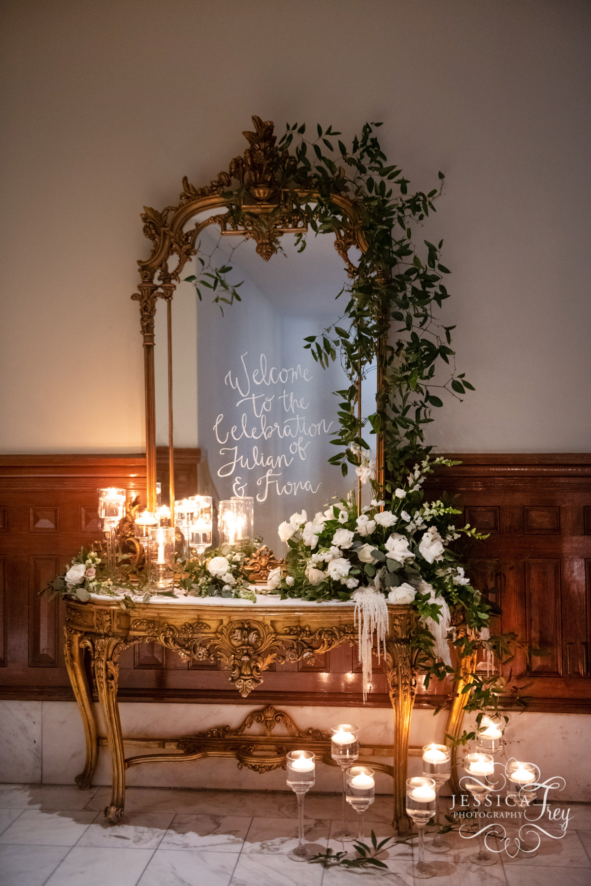 Bella by Sara wedding welcome table at The Driskill Hotel in Austin