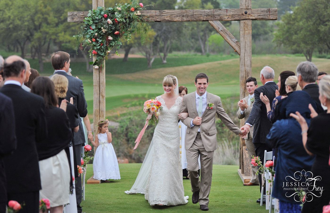 Boot Ranch wedding ceremony, Jessica Frey Photography, golf course wedding, pink teal wedding, lula kate bridesmaid