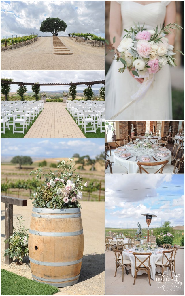 Pear Valley winery wedding, Paso Robles wedding ceremony, pink vineyard wedding, House of Flowers, Jessica Frey Photography