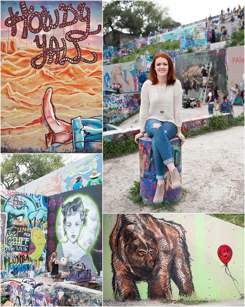 jessica frey photography, austin high school photos, baylor street graffiti wall