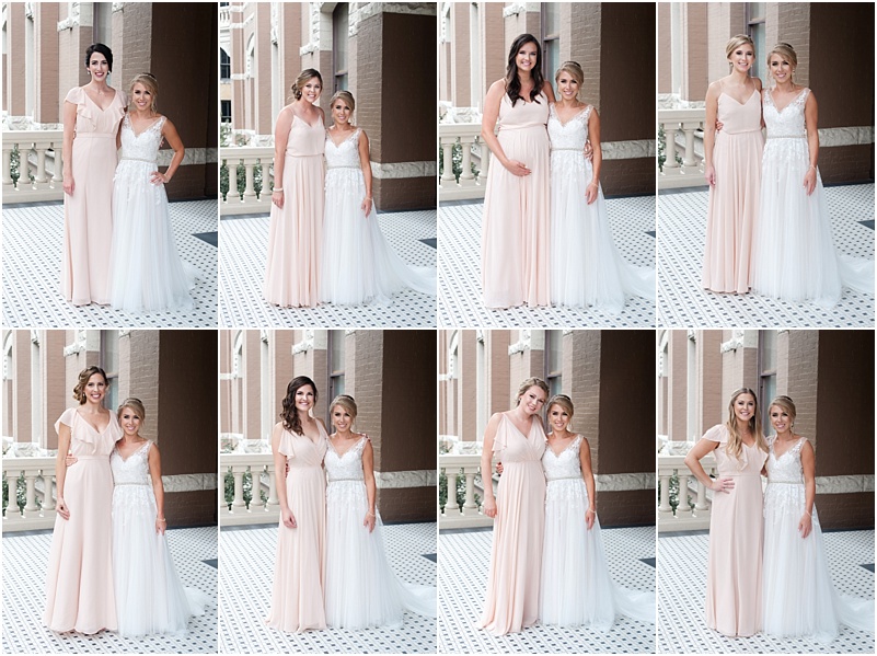 Bridesmaids at the Driskill, Driskill Hotel wedding party photos, Blush Jenny Yoo bridesmaid dresses