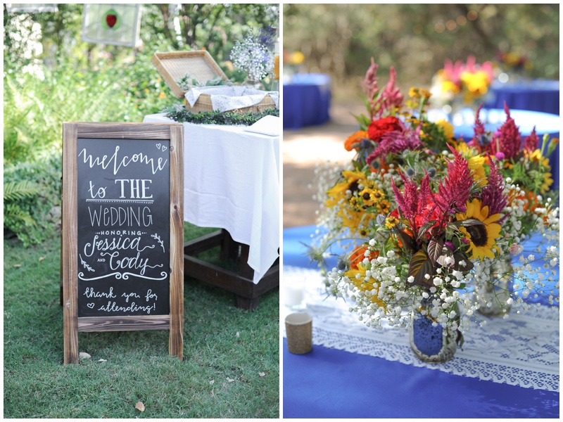 Sunflower Wedding with blue accents at The Wildflower Barn in Driftwood