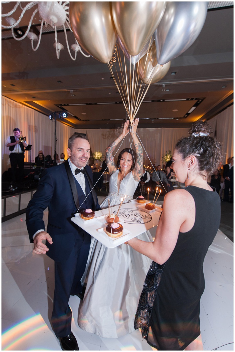 Bride surprises Groom with birthday donuts on their wedding day at The W Hotel in Austin